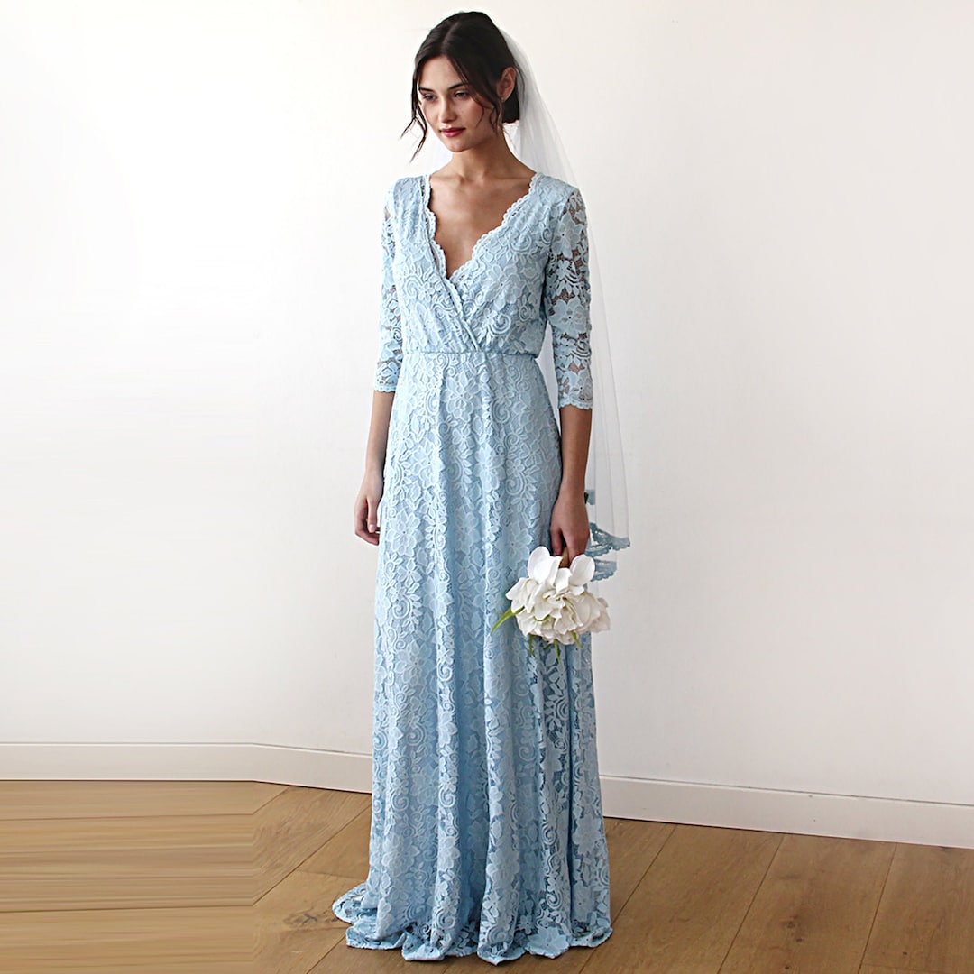 Light blue lace shop dress long sleeve