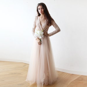 Blush Tulle and Lace dress ,Pastel wedding dress 1125 image 1