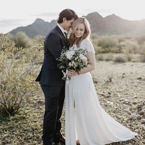 Ivory Wrap Wedding Gown With Train #1163