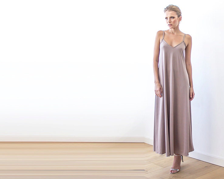 taupe maxi dress casual Women's Taupe Textured Lace Up Back Maxi Dress