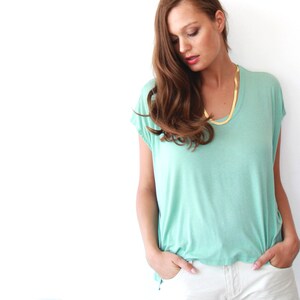 SALE ITEM last in stock , Boxy summer minty top, Mint women blouse, Short sleeves top 2003 image 5