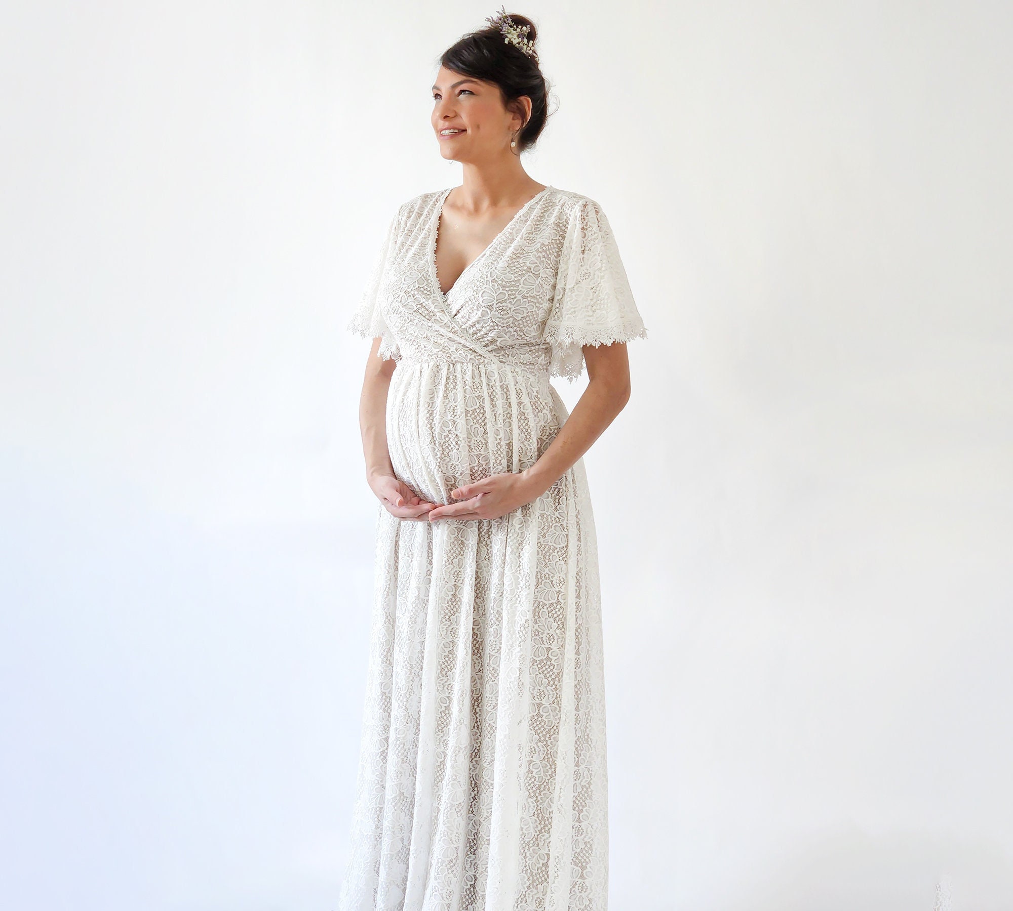 Beige Lace Maternity Dress - Etsy