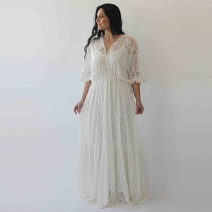 Bestseller Boho Ivory bat sleeves wedding dress 1241 image 5