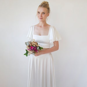 Two Piece wedding outfit, Silky Wedding Maxi Skirt and Silky Top with squire neckline 1354 image 7