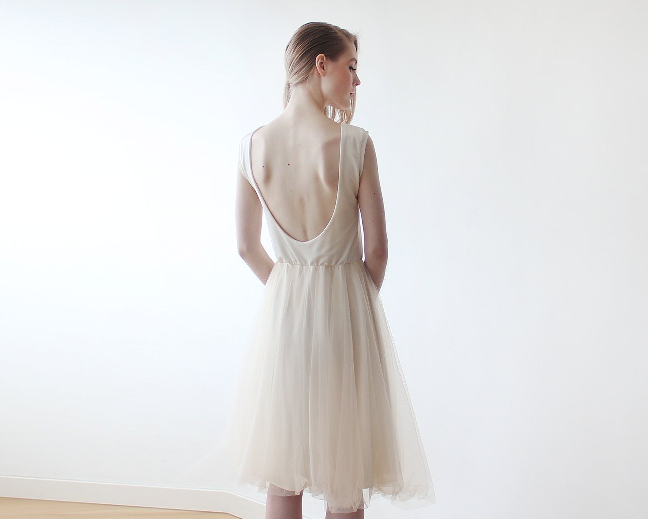 Champagne Tulle Midi Dress