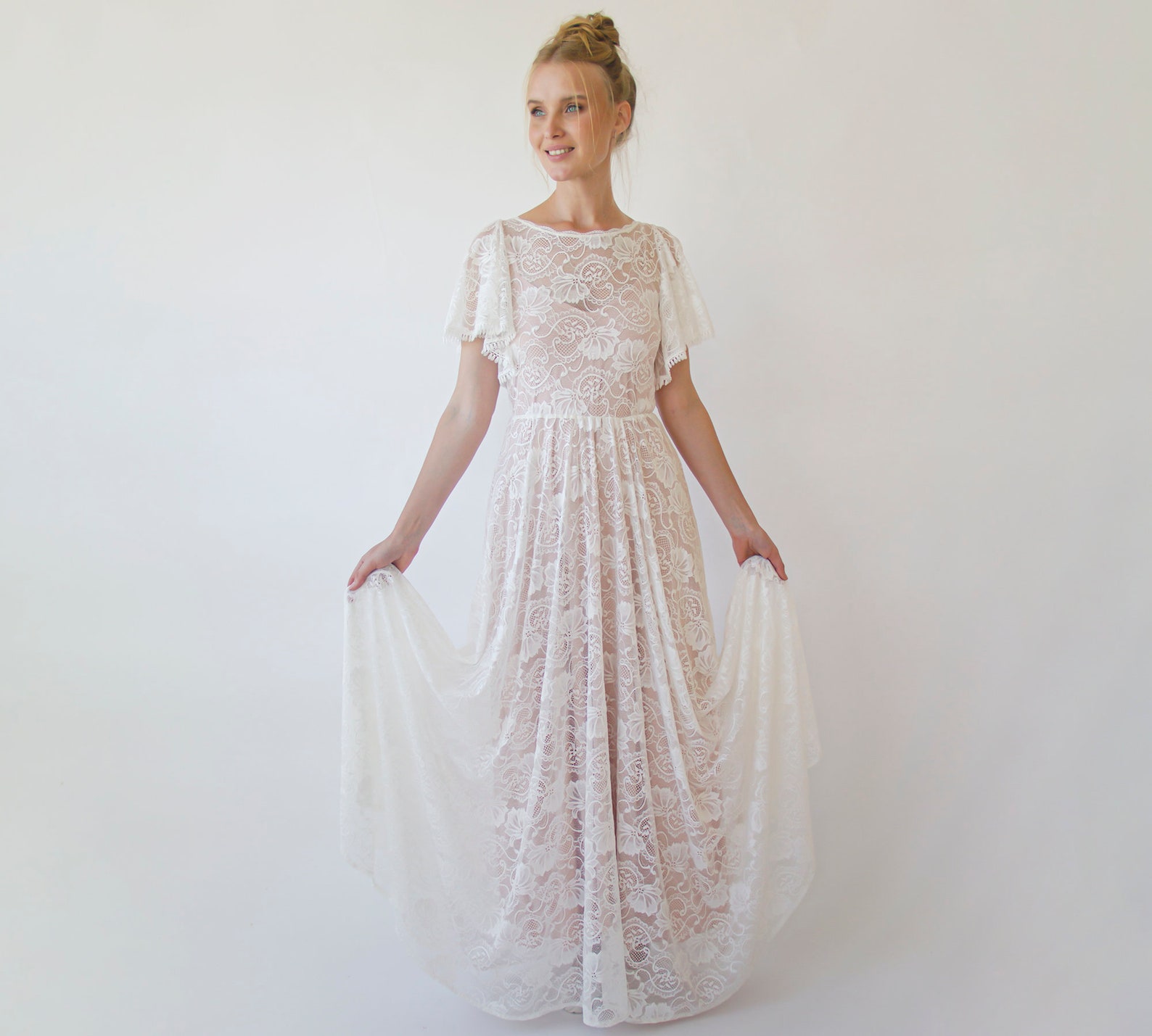 Embroidered Bodice Flutter Max Ivory