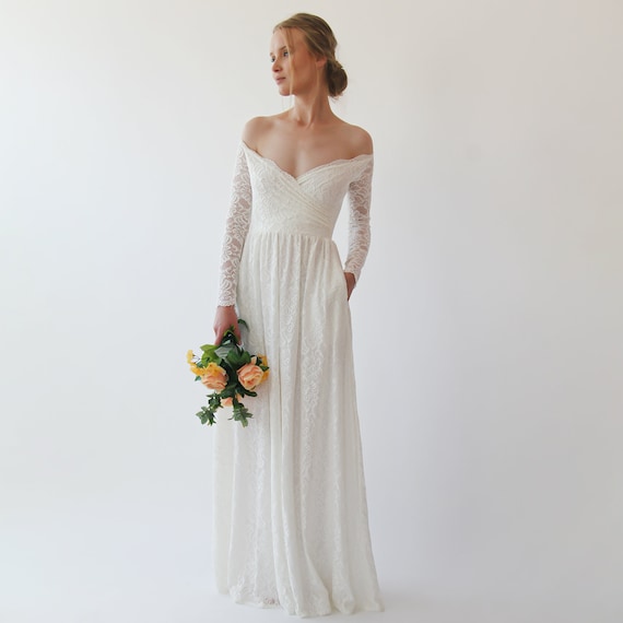 long sleeve wrap wedding dress