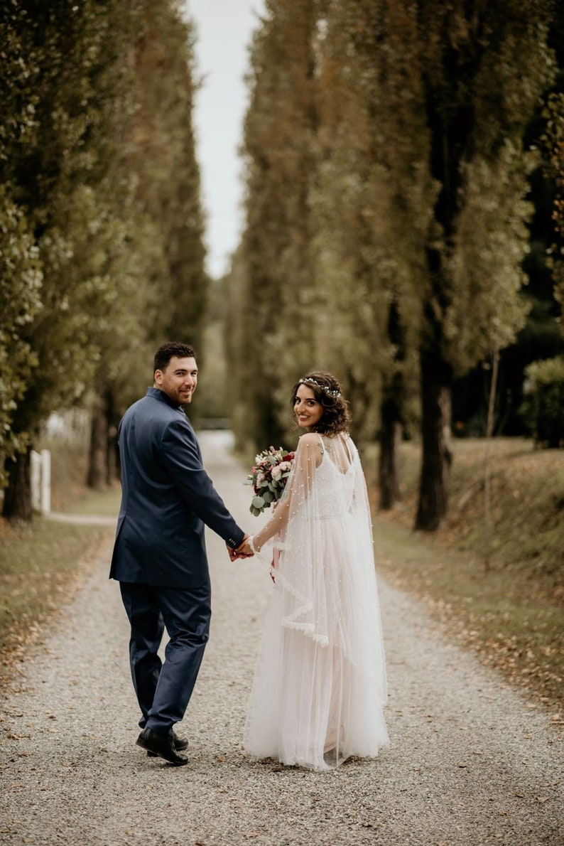 Vestido de tul marfil y rosa de hadas, vestido de novia pastel 1185 imagen 4