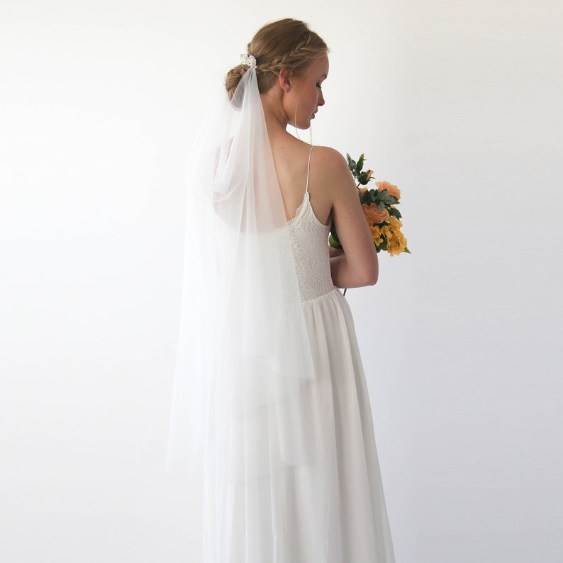 Pearl Tulle Wedding Draped Veil 4033 image 3
