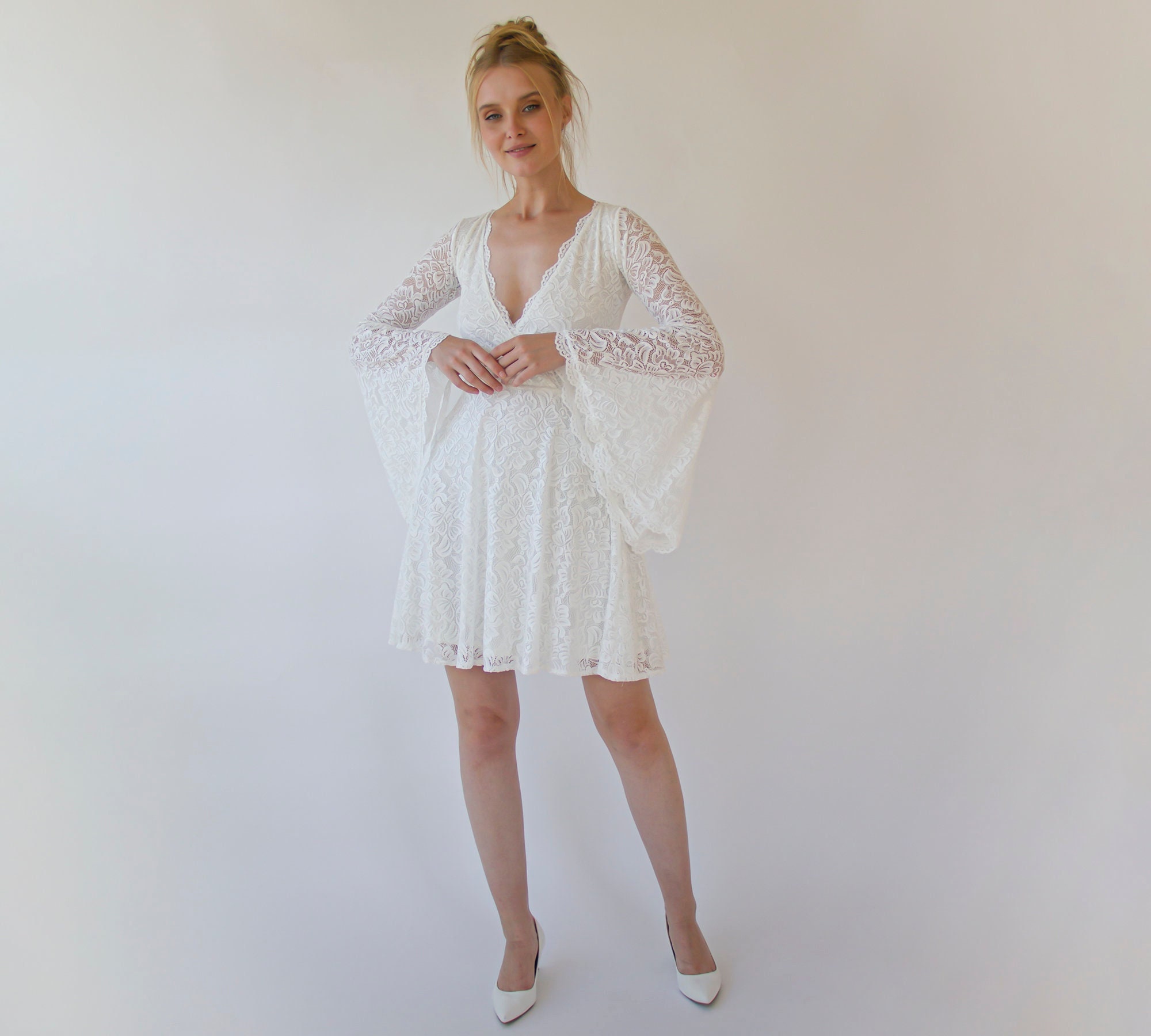 knee length dresses for ladies Joelle Mini Dress, in Dainty White Lace main image 1