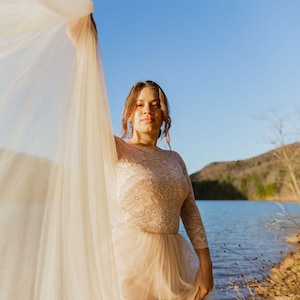 Pink Tulle and Lace Maxi Gown #1122