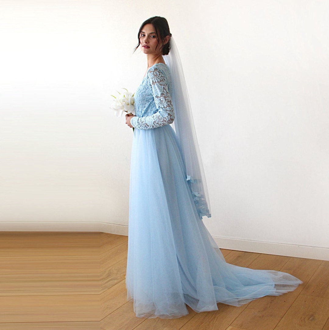 blue dress christmas Girl Toddler Ball Gowns Girl Beaded Bow Princess Formal Flower Girl Dress, / 9-10 Years (150cm) SIZE:8 Woman in a Blue lace top with 3/4 Features: Sleeves
