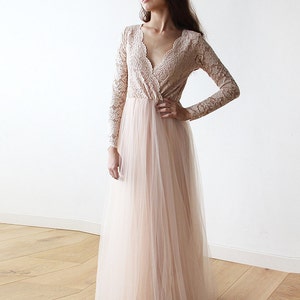 Blush Tulle and Lace dress ,Pastel wedding dress 1125 image 2