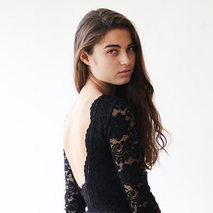 Black Floral lace Maxi Gown With Open-Back 1118.