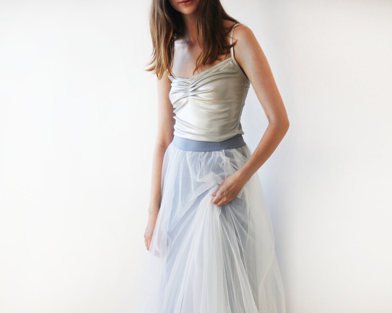 grey tulle skirt maxi