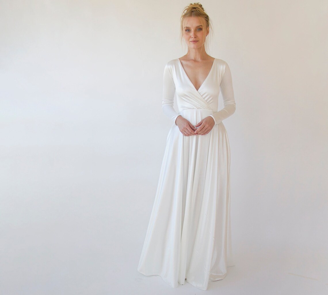 New Collection Minimalist Wedding Dress  Ivory Wrap Modern image 1