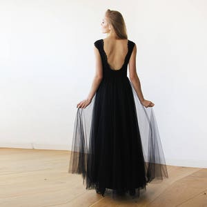 Black Tulle and Lace Sleeveless Maxi Gown 1145