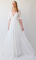 Ivory Chiffon Wedding Dress: Boho Butterfly Sleeves, V-Neck product logo