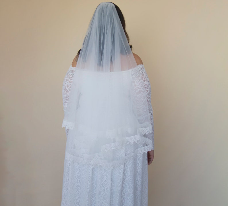 Ivory Tulle Veil, vintage style soft wedding veil, custom length veil 4060 image 6