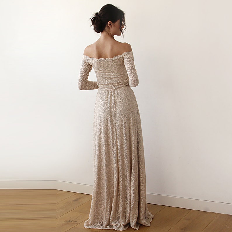 Champagne Off-The-Shoulder Dress 1119 image 2