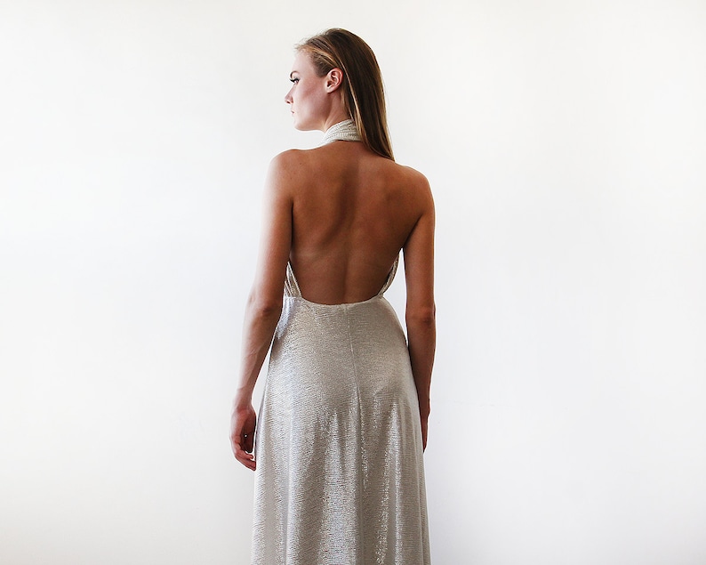 Light Metallic Gold Halter-neck Maxi Gown Backless Maxi Gold | Etsy