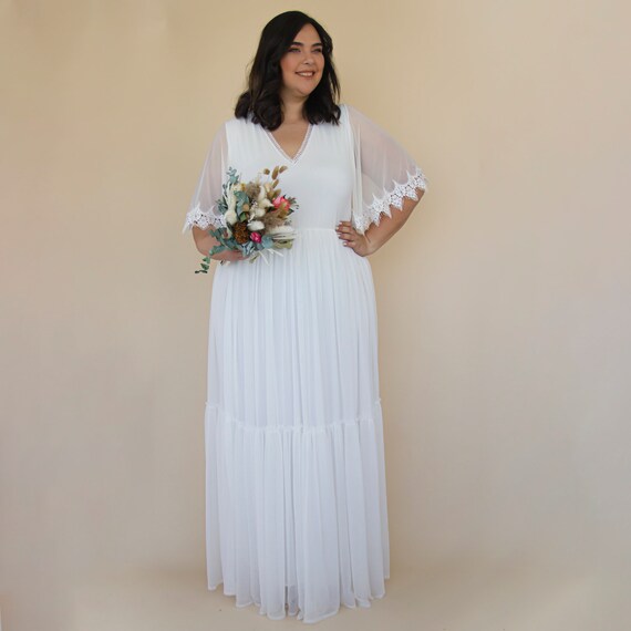 ivory wedding dress simple BABARONI Off-the-shoulder A-line Wedding Dress With Slit Ivory/Champagne, Ivory/Champagne / US0