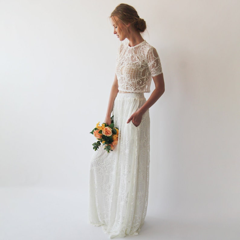 Wedding Dress Separates Two Piece Bridal Gowns Vintage image 0