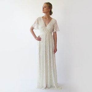 Bestseller Ivory Wrap lace bohemian wedding dress with pockets 1267 image 7