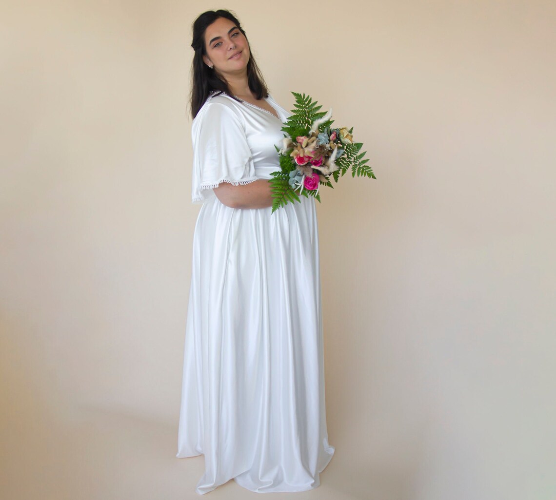 Wrap dress with Butterfly Sleeves Ivory wedding dress with | Etsy