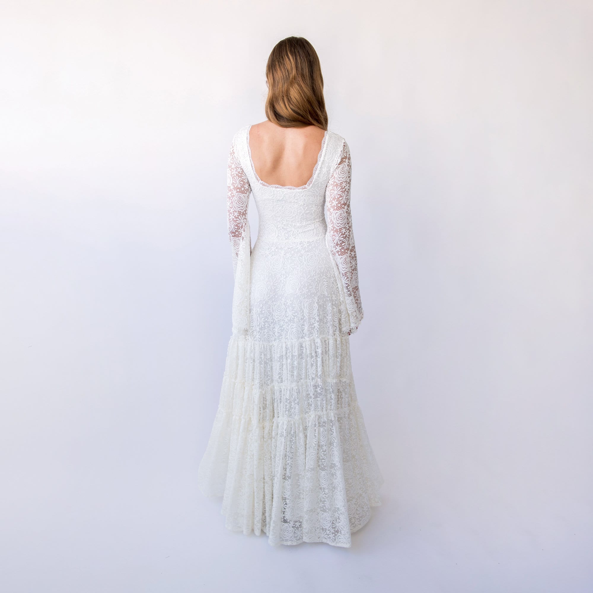 New Collection Square Neckline Belle Sleeves With Gipsy