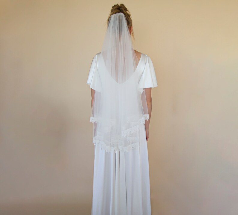 Ivory Tulle Veil, vintage style soft wedding veil, custom length veil 4060 image 3