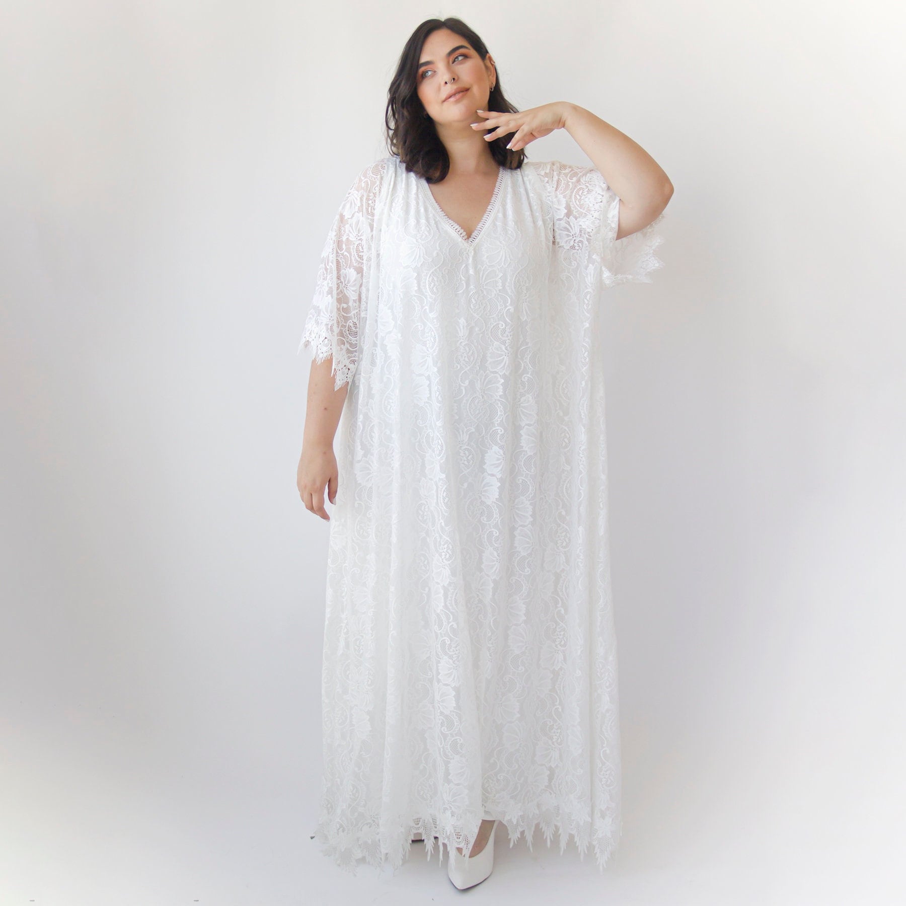 Lace Ivory Bridal Kaftan Dress