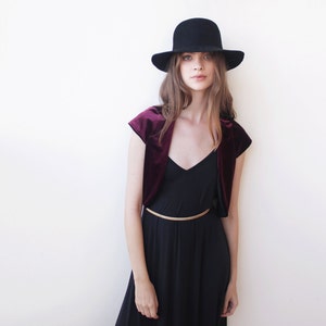 Burgundy Velvet Bolero: Short Sleeve Shrug, XS-L