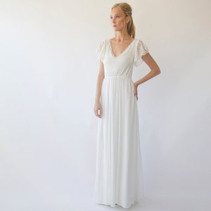 Ivory Lace Flutter Sleeves Wedding Dress Bohemian Vintage - Etsy