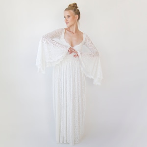 Bohemian Ivory sweetheart wedding dress  with bell sleeves  1362