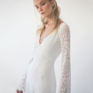 Ivory Bohemian Bell sleeves ivory Wedding Dress ,Empire waistline 1291 image 3