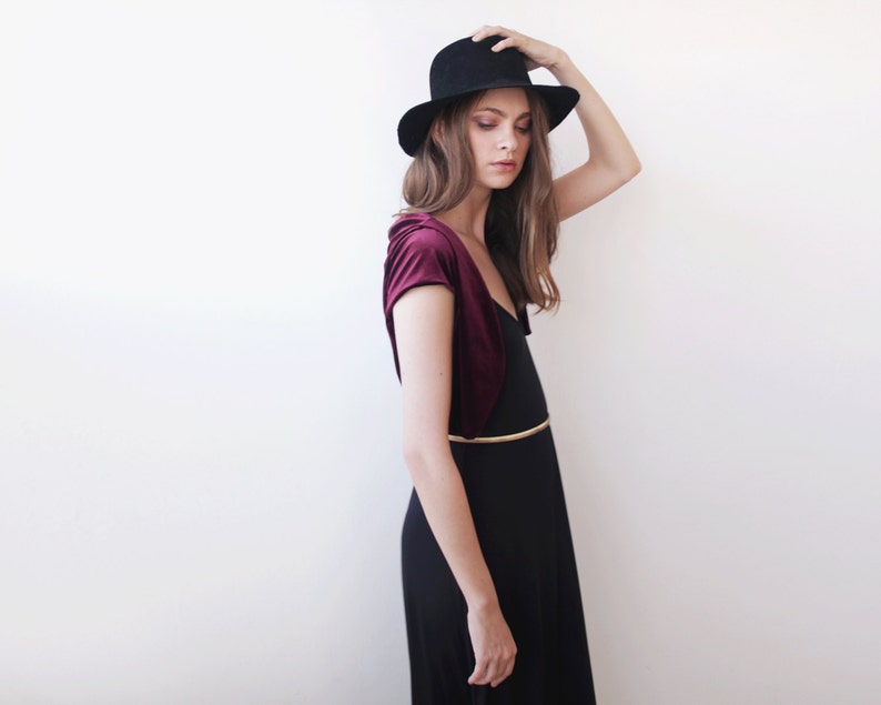 Burgundy Velvet Bolero Velvet Short Sleeves Jacket 2028 Etsy