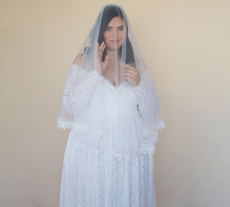 Ivory Tulle Veil, vintage style soft wedding veil, custom length veil 4060 image 9