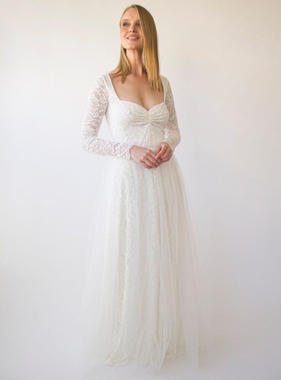sweetheart neckline long sleeve wedding dress 1441