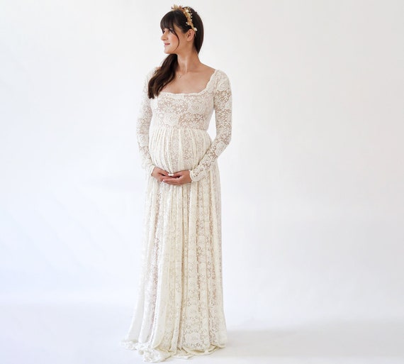 chinese dress ladies Lace Maternity Dress XL / Dusty Rose Pink main image 1