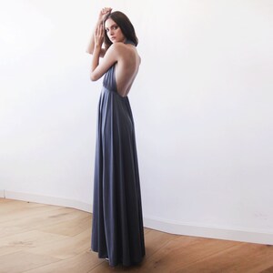 Halter neck grey maxi gown, Backless maxi grey dress 1070 image 4