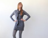 SALE Grey urban knitted tunic with long sleeves, Knit winter dress #1013