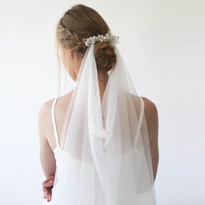 Pearl Tulle Wedding Draped Veil #4033