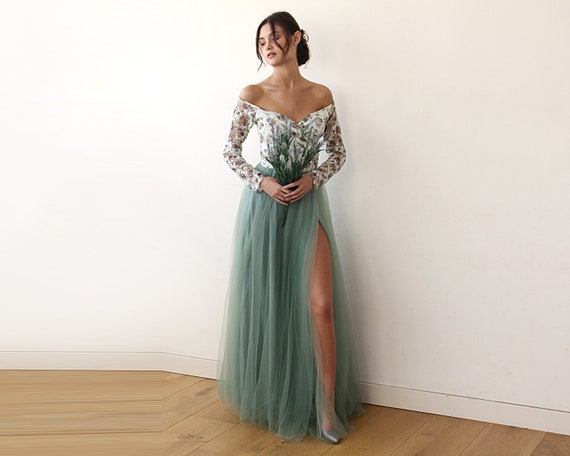 green tulle dress