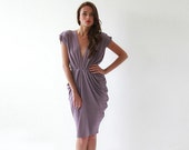 Short bridesmaids purple dress , Knee length formal purple dress 1007.