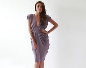 Vestito corto bridesmaids viola, lunghezza al ginocchio abito formale viola 1007.