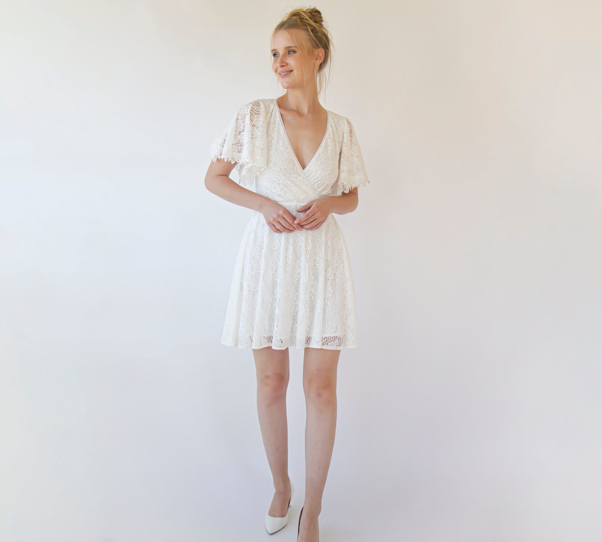 Ivory Lace Mini Wedding Dress