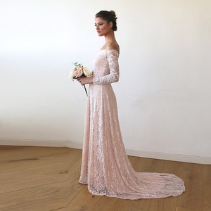 Champagne Off-The-Shoulder Dress Train 1148 image 8