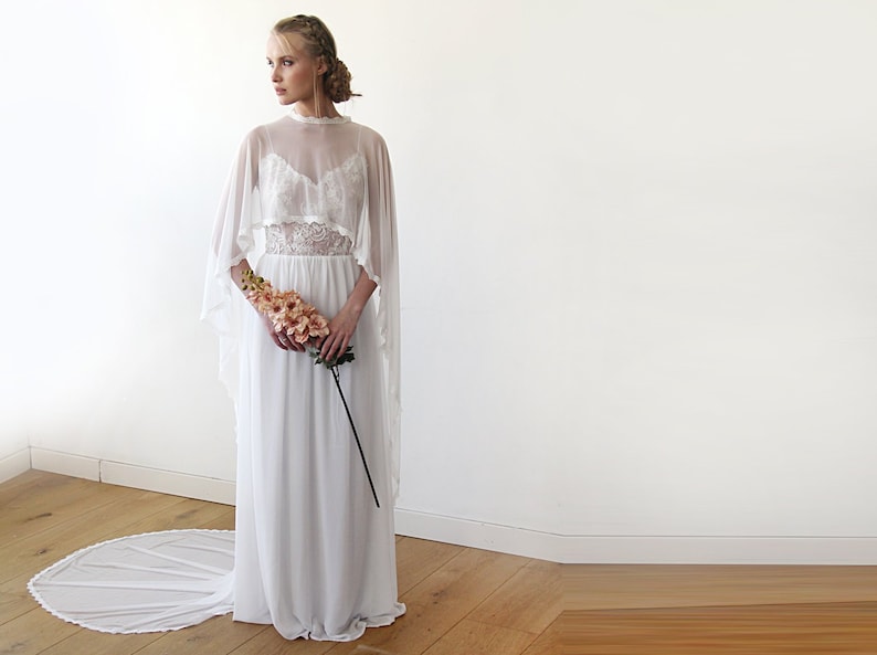 chiffon bridal cape