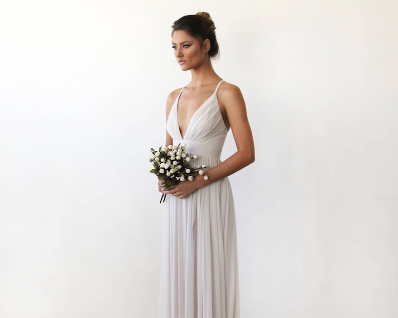 Triangle Spaghetti Strap Wedding Dress